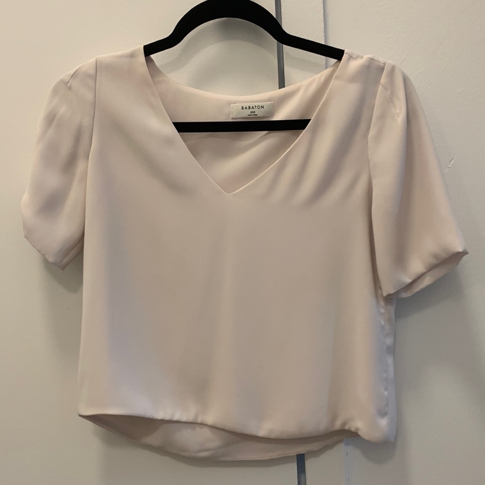 Aritizia Babaton silky light pink blouse